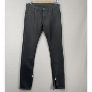 Mnml Pants Mens 30 Black Faux Leather Skinny Zipper Moto Biker PU Denim Style